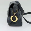 Christian Dior Shoulder Bag Leather Navy Gold Auth 122124-3