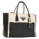 PRADA Hand Bag Leather Black White Auth 122125-1