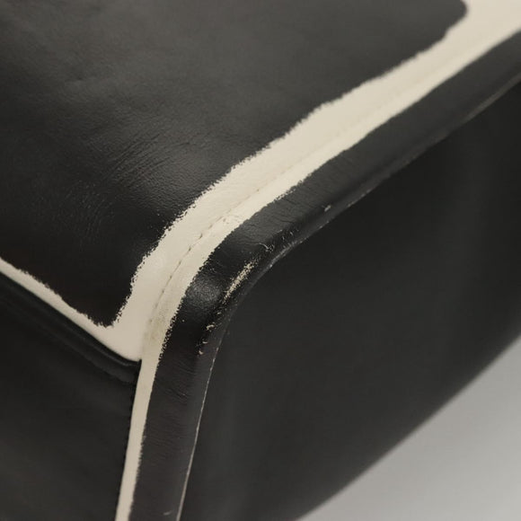 PRADA Hand Bag Leather Black White Auth 122125