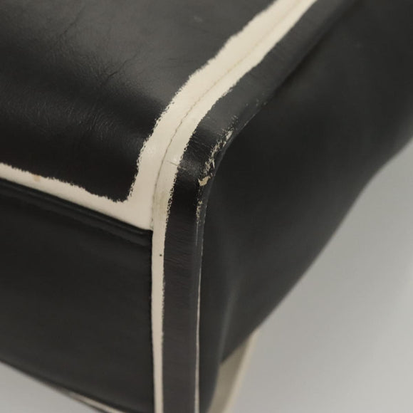 PRADA Hand Bag Leather Black White Auth 122125