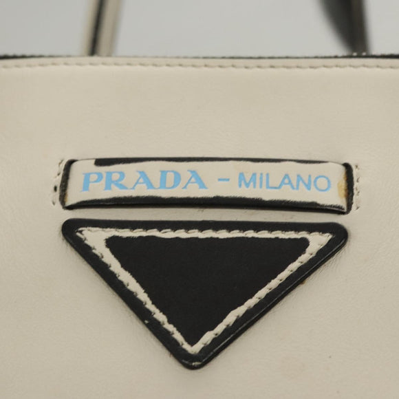 PRADA Hand Bag Leather Black White Auth 122125