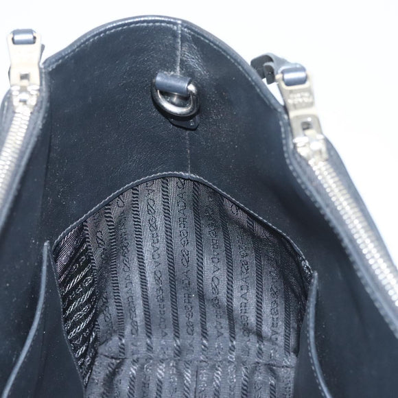 PRADA Hand Bag Leather Black White Auth 122125