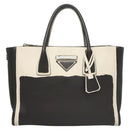 PRADA Hand Bag Leather Black White Auth 122125-13
