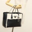 PRADA Hand Bag Leather Black White Auth 122125-27