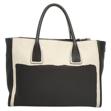 PRADA Hand Bag Leather Black White Auth 122125 - 0