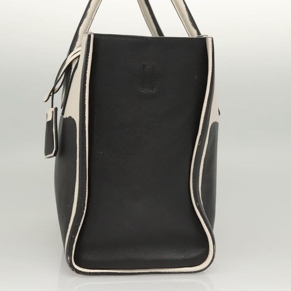 PRADA Hand Bag Leather Black White Auth 122125