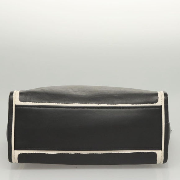 PRADA Hand Bag Leather Black White Auth 122125