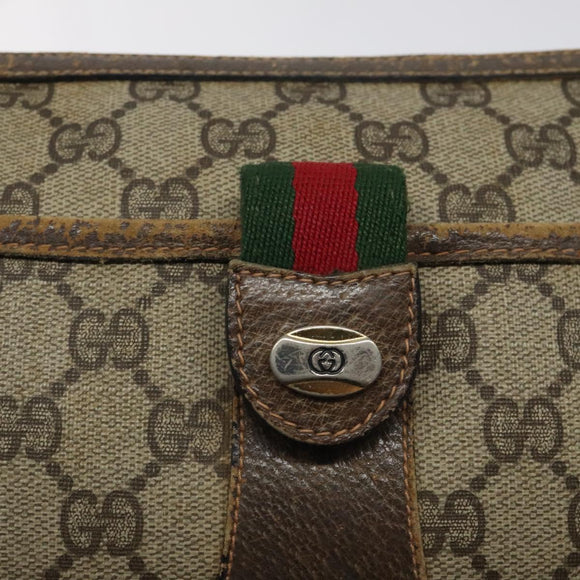 GUCCI GG Supreme Web Sherry Line Shoulder Bag PVC Beige 89 02 032 Auth 122136