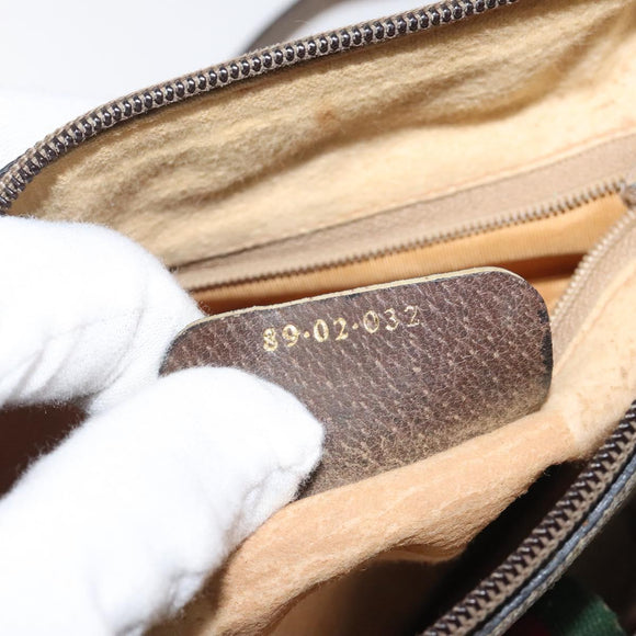 GUCCI GG Supreme Web Sherry Line Shoulder Bag PVC Beige 89 02 032 Auth 122136