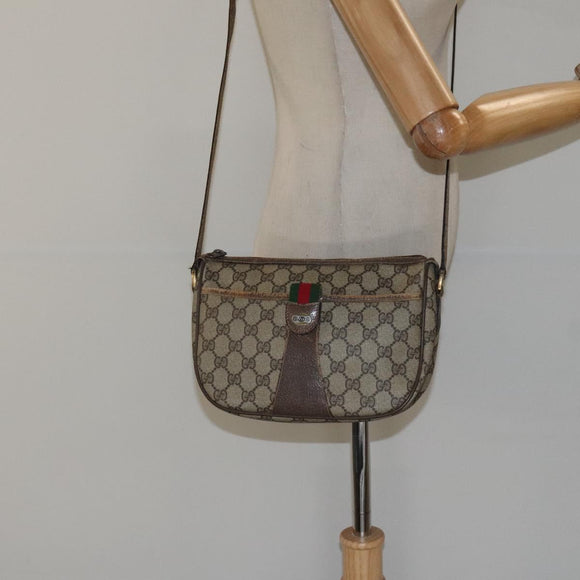 GUCCI GG Supreme Web Sherry Line Shoulder Bag PVC Beige 89 02 032 Auth 122136