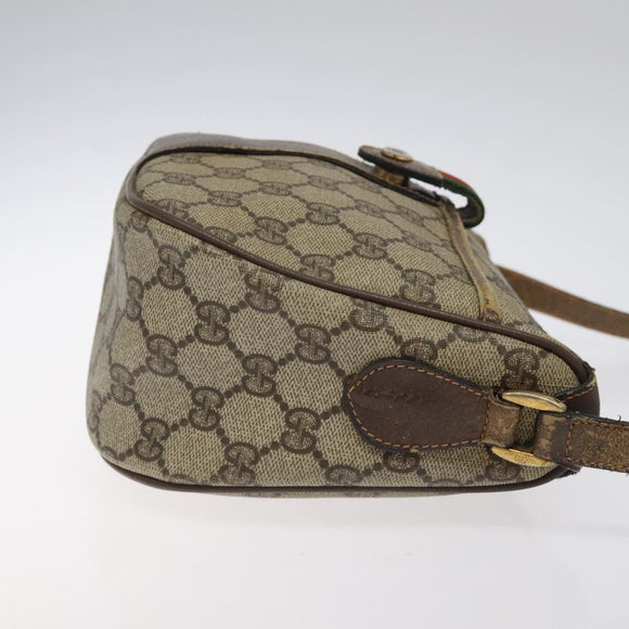 GUCCI GG Supreme Web Sherry Line Shoulder Bag PVC Beige 89 02 032 Auth 122136
