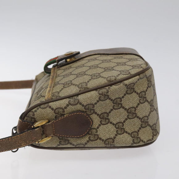 GUCCI GG Supreme Web Sherry Line Shoulder Bag PVC Beige 89 02 032 Auth 122136