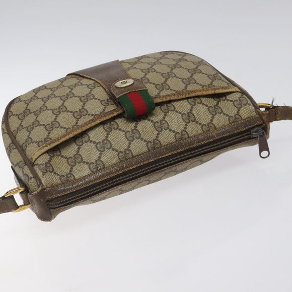 GUCCI GG Supreme Web Sherry Line Shoulder Bag PVC Beige 89 02 032 Auth 122136