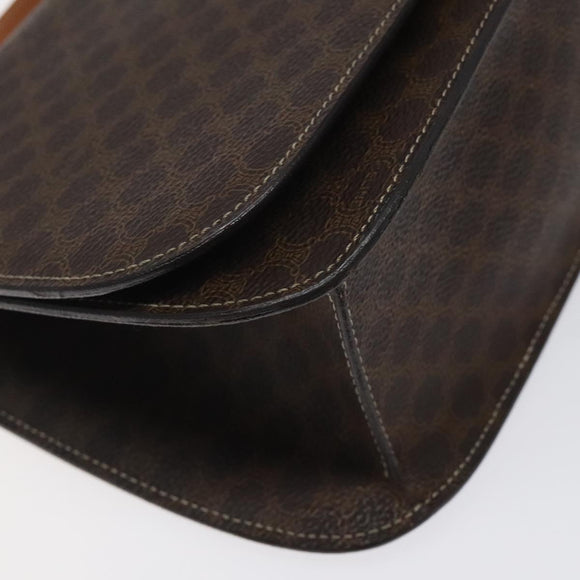 CELINE Macadam Canvas Shoulder Bag PVC Leather Brown Gold Auth 122137