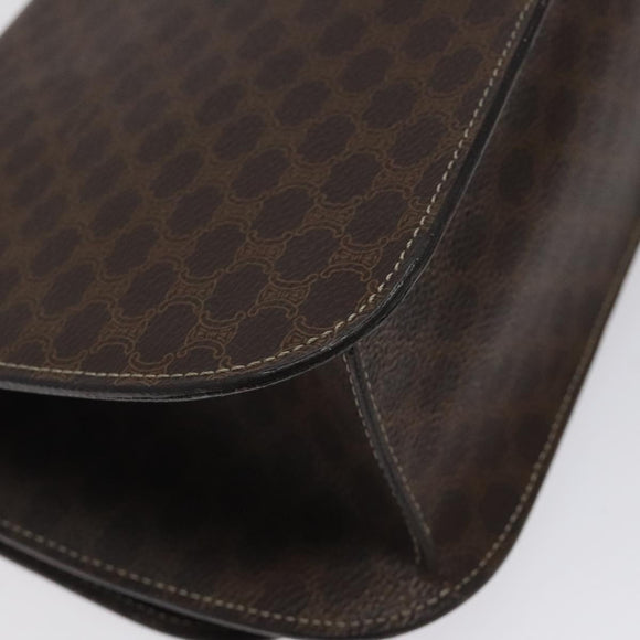 CELINE Macadam Canvas Shoulder Bag PVC Leather Brown Gold Auth 122137