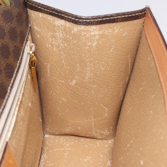 CELINE Macadam Canvas Shoulder Bag PVC Leather Brown Gold Auth 122137