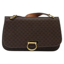 CELINE Macadam Canvas Shoulder Bag PVC Leather Brown Gold Auth 122137-2