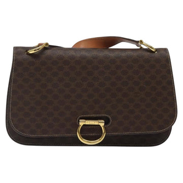 CELINE Macadam Canvas Shoulder Bag PVC Leather Brown Gold Auth 122137 - 0