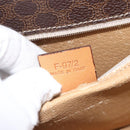 CELINE Macadam Canvas Shoulder Bag PVC Leather Brown Gold Auth 122137-21