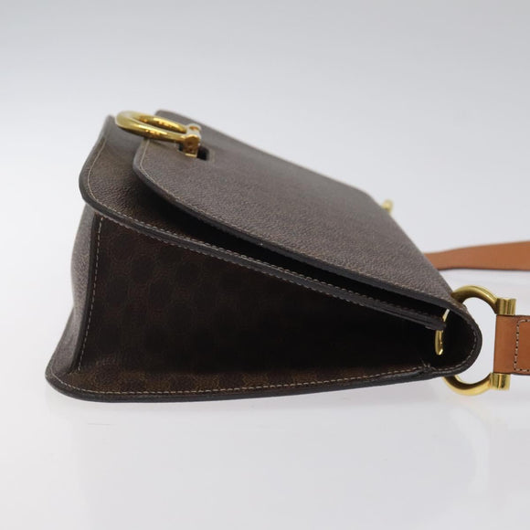 CELINE Macadam Canvas Shoulder Bag PVC Leather Brown Gold Auth 122137