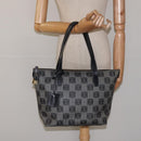 LOEWE Anagram Tote Bag PVC Black Gold Auth 122138-22