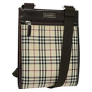 BURBERRY Nova Check Shoulder Bag Canvas Beige Silver Auth 122154-1