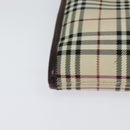 BURBERRY Nova Check Shoulder Bag Canvas Beige Silver Auth 122154-14