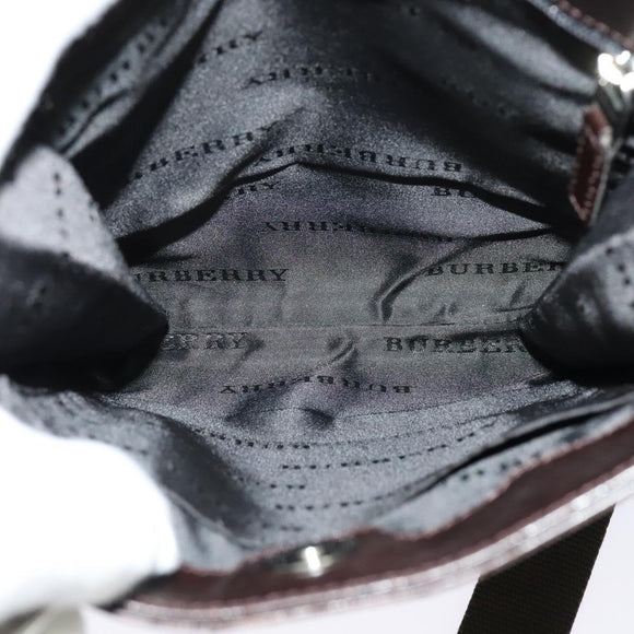 BURBERRY Nova Check Shoulder Bag Canvas Beige Silver Auth 122154