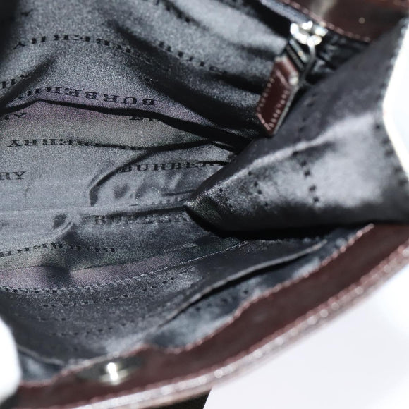 BURBERRY Nova Check Shoulder Bag Canvas Beige Silver Auth 122154