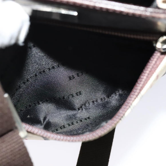 BURBERRY Nova Check Shoulder Bag Canvas Beige Silver Auth 122154