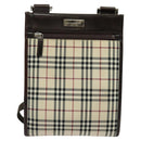 BURBERRY Nova Check Shoulder Bag Canvas Beige Silver Auth 122154-13