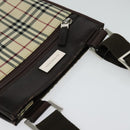 BURBERRY Nova Check Shoulder Bag Canvas Beige Silver Auth 122154-6