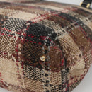 BURBERRY Nova Check Tote Bag Wool Beige Gold Auth 122167-9