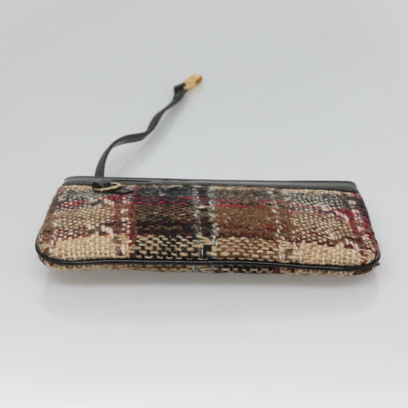 BURBERRY Nova Check Tote Bag Wool Beige Gold Auth 122167