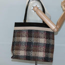 BURBERRY Nova Check Tote Bag Wool Beige Gold Auth 122167-29