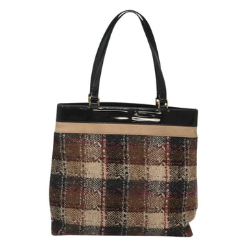 BURBERRY Nova Check Tote Bag Wool Beige Gold Auth 122167 - 0