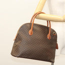 CELINE Macadam Canvas Hand Bag PVC Leather Brown Gold Auth 122168-22