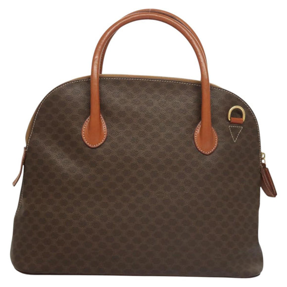 CELINE Macadam Canvas Hand Bag PVC Leather Brown Gold Auth 122168