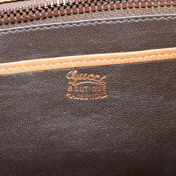 GUCCI Shoulder Bag Leather Brown Gold Auth 122171