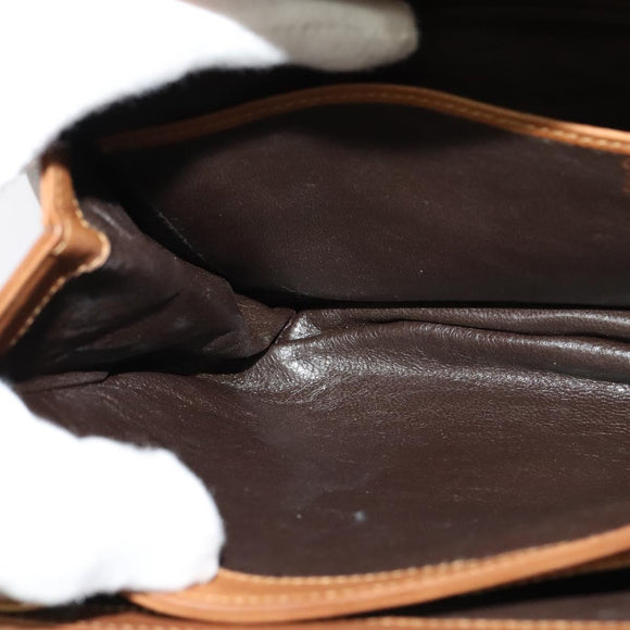 GUCCI Shoulder Bag Leather Brown Gold Auth 122171