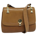 GUCCI Shoulder Bag Leather Brown Gold Auth 122171-1