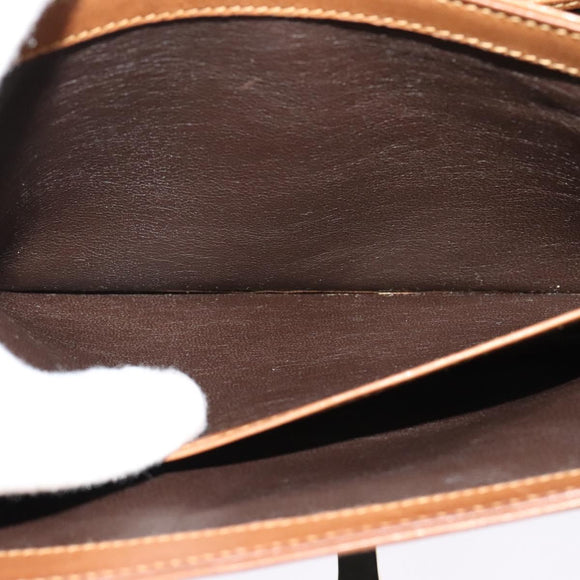 GUCCI Shoulder Bag Leather Brown Gold Auth 122171