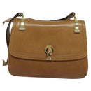 GUCCI Shoulder Bag Leather Brown Gold Auth 122171-13