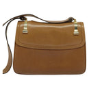 GUCCI Shoulder Bag Leather Brown Gold Auth 122171-2