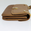 GUCCI Shoulder Bag Leather Brown Gold Auth 122171-4