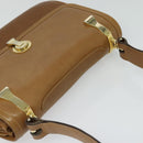 GUCCI Shoulder Bag Leather Brown Gold Auth 122171-6