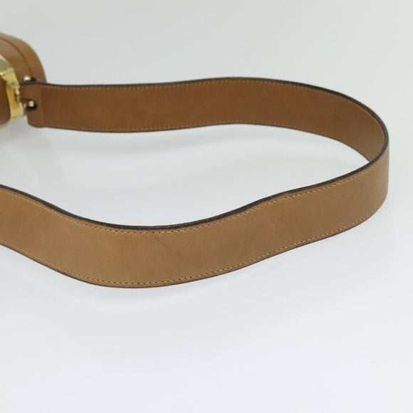 GUCCI Shoulder Bag Leather Brown Gold Auth 122171