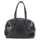 CHANEL Choco Bar Hand Bag Caviar Skin Black Silver gold CC Auth 122199-2