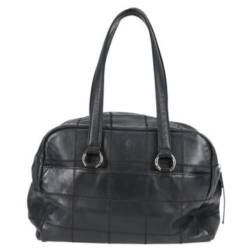 CHANEL Choco Bar Hand Bag Caviar Skin Black Silver gold CC Auth 122199 - 0