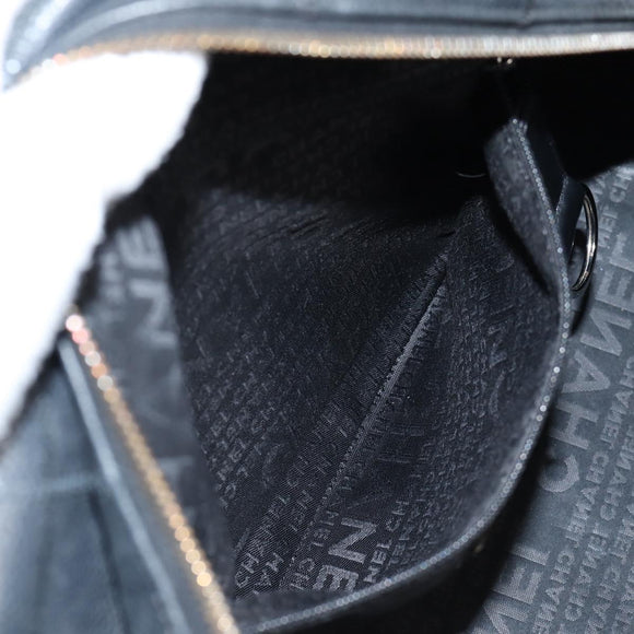 CHANEL Choco Bar Hand Bag Caviar Skin Black Silver gold CC Auth 122199